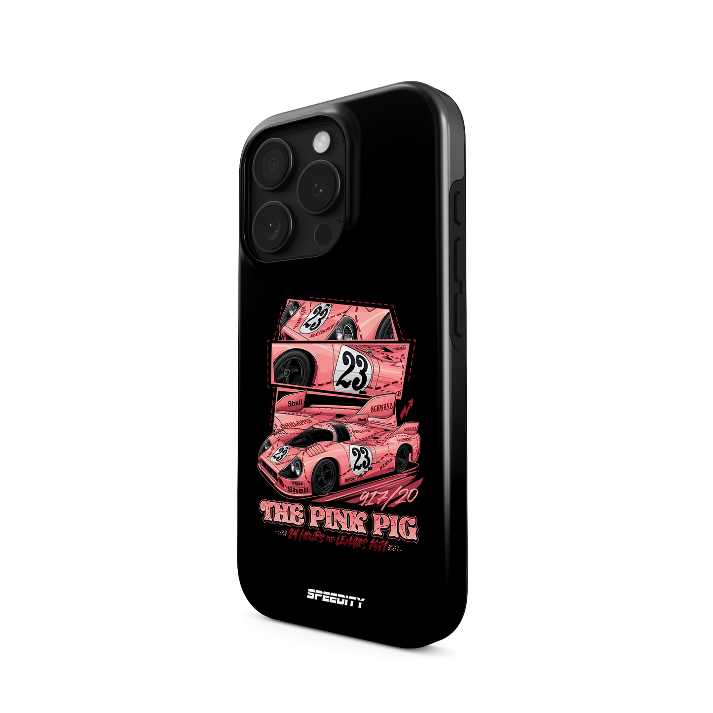 Black phone case "The Pink Pig"