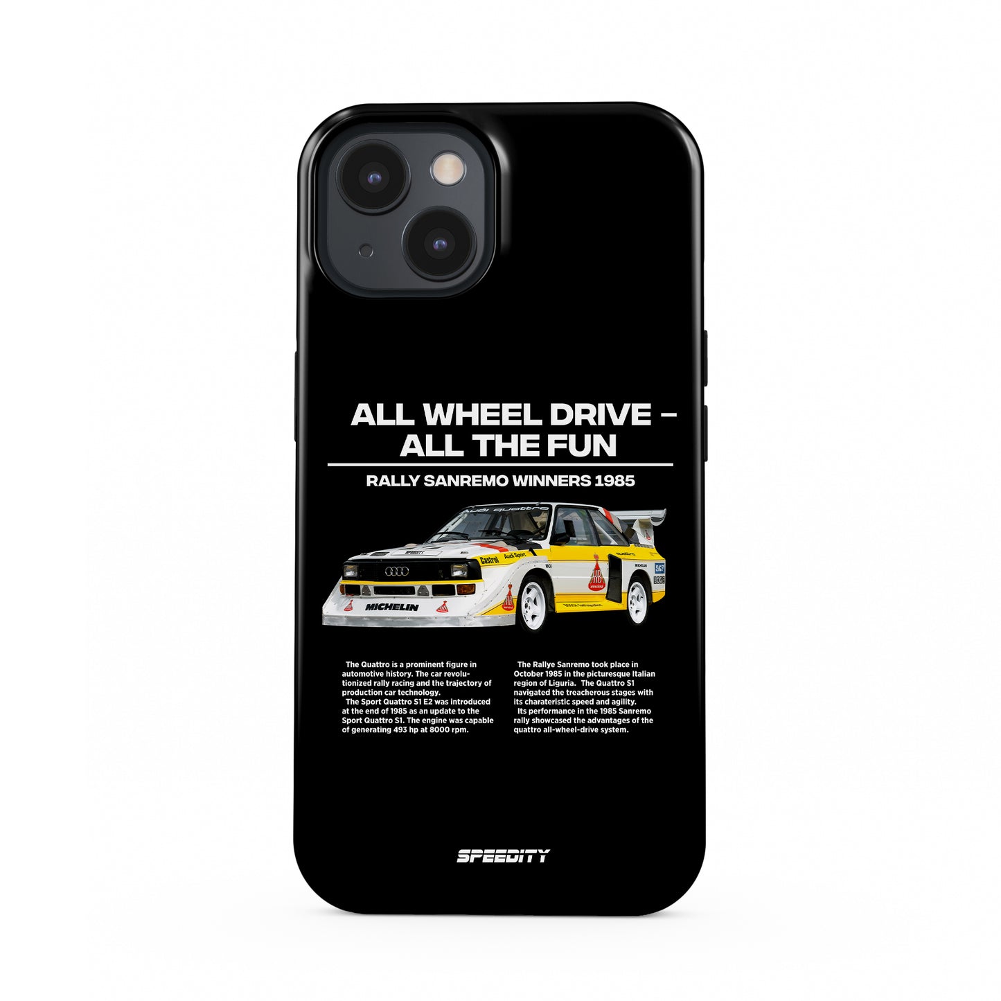 Black phone case "AWD - All the fun"