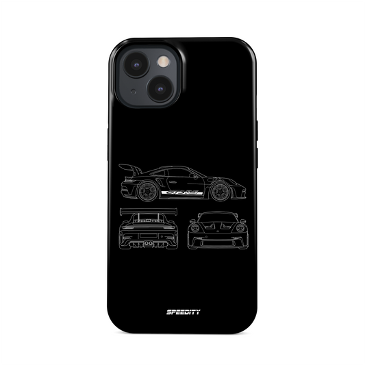 Black phone case "GT3 RS Blueprint"