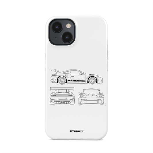 White phone case "GT3 RS Blueprint"