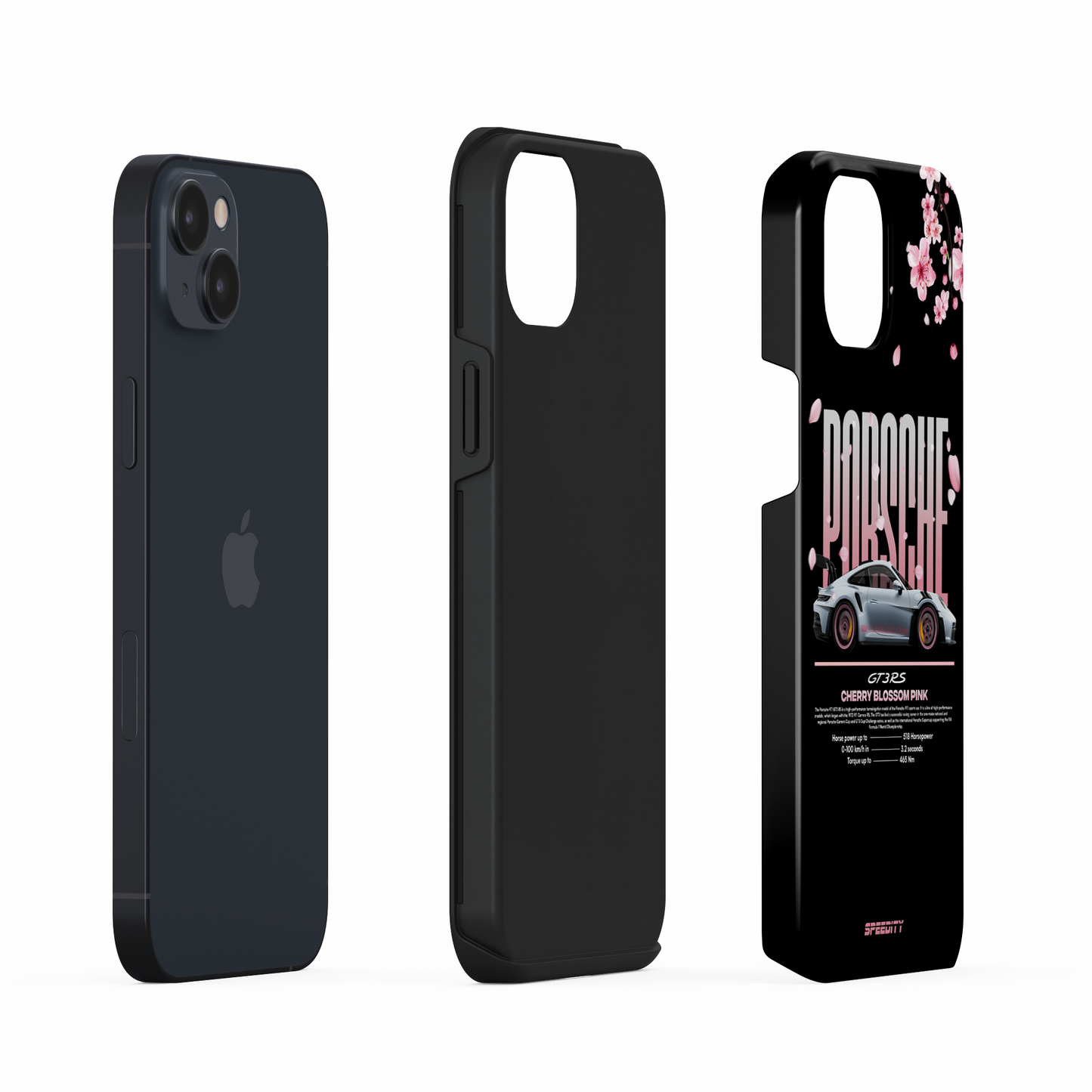 Black phone case "Cherry blossom pink GT3 RS"