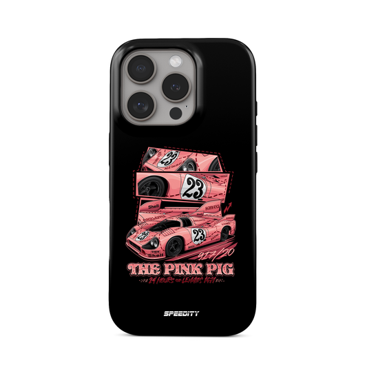 Black phone case "The Pink Pig"