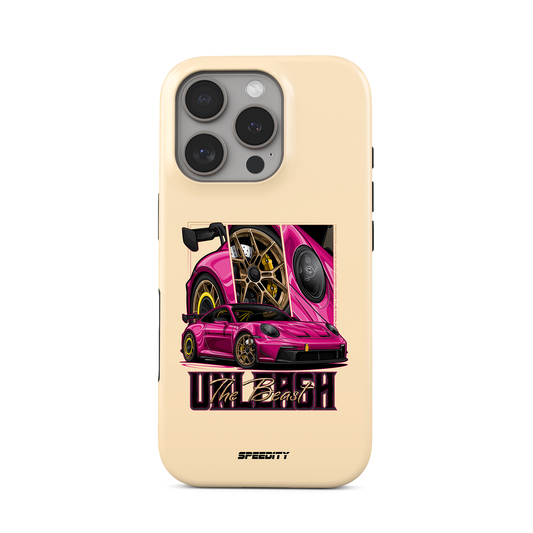 Beige phone case "Unleash The Beast"
