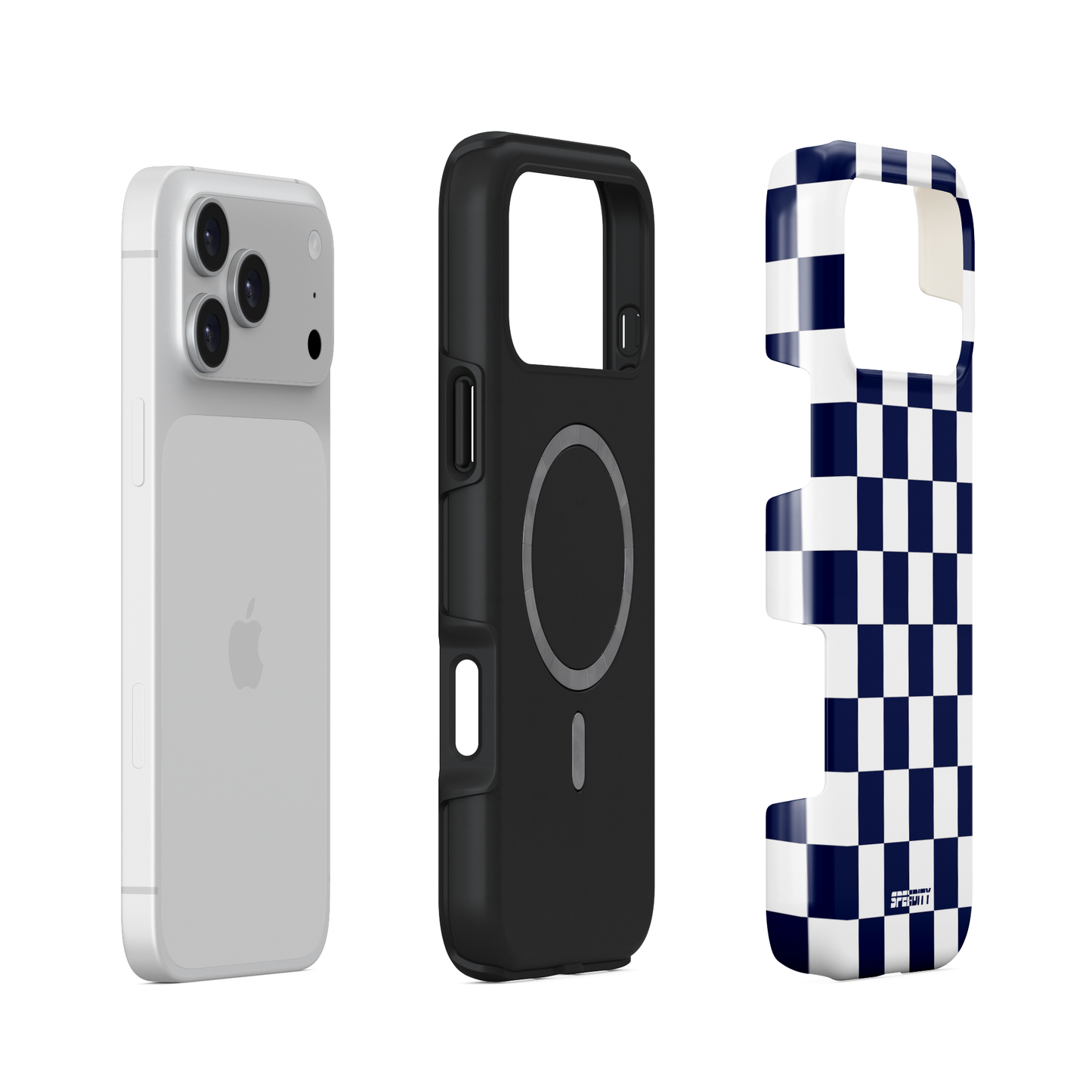 White blue chequered flag phone case