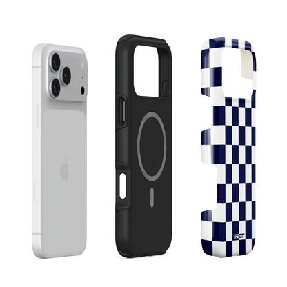 White blue chequered flag phone case