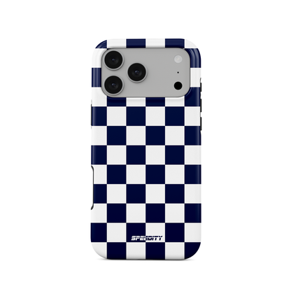 White blue chequered flag phone case