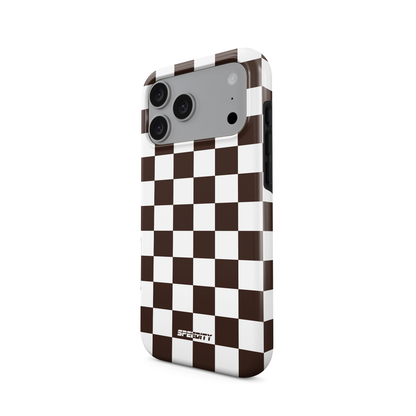 White brown chequered flag phone case