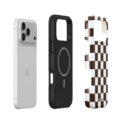 White brown chequered flag phone case