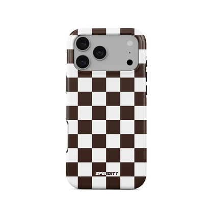 White brown chequered flag phone case