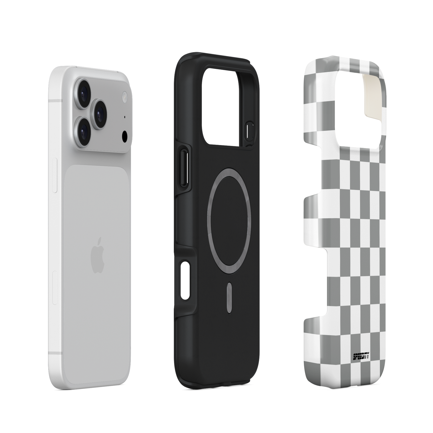 White silver chequered flag phone case