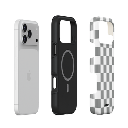 White silver chequered flag phone case