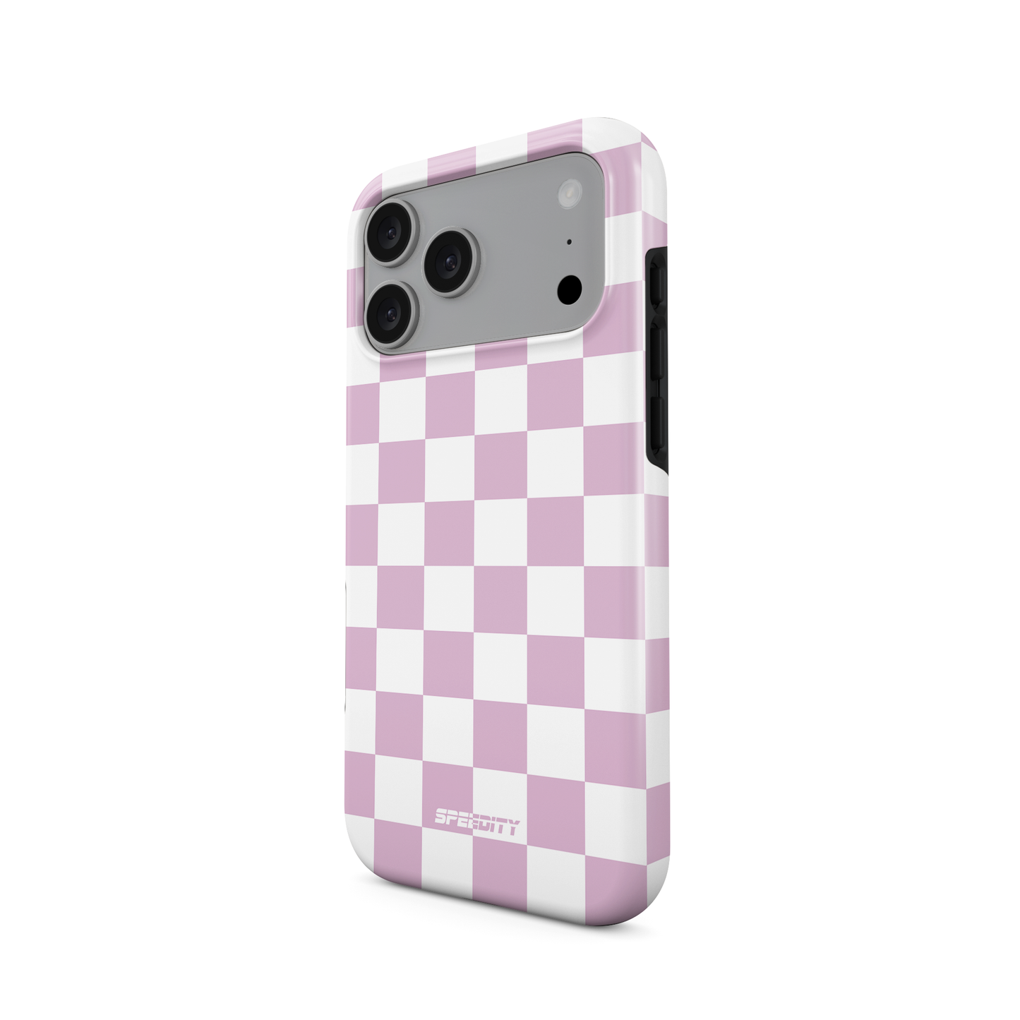 White pink chequered flag phone case