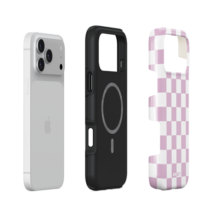 White pink chequered flag phone case