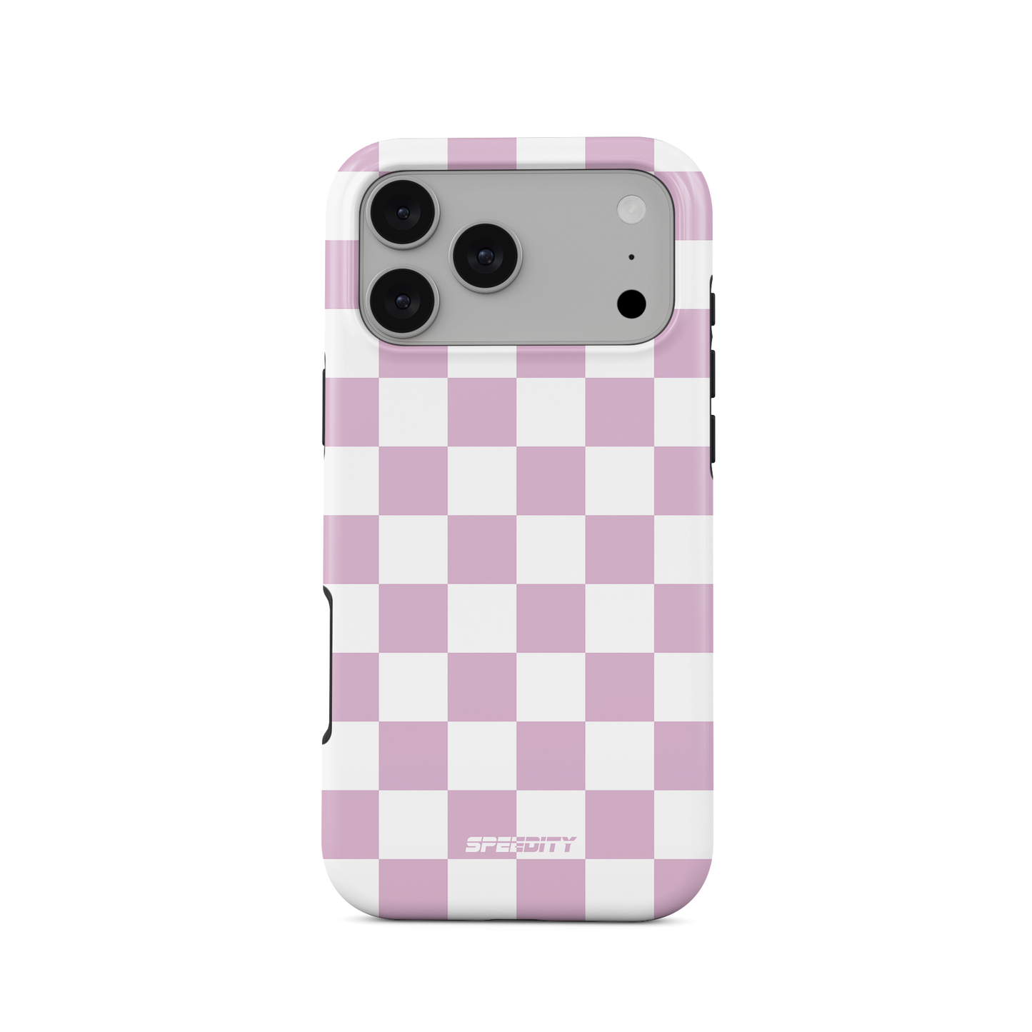 White pink chequered flag phone case