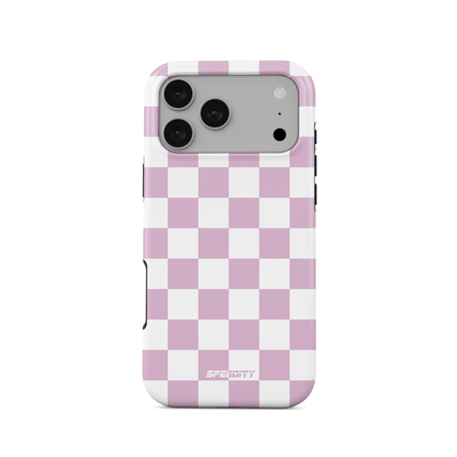 White pink chequered flag phone case